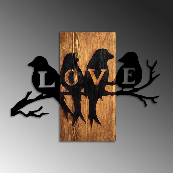 Wallity Love Birds Escultura de Pared en Nogal y Negro Wallity Love Birds Escultura de Pared en Nogal y Negro